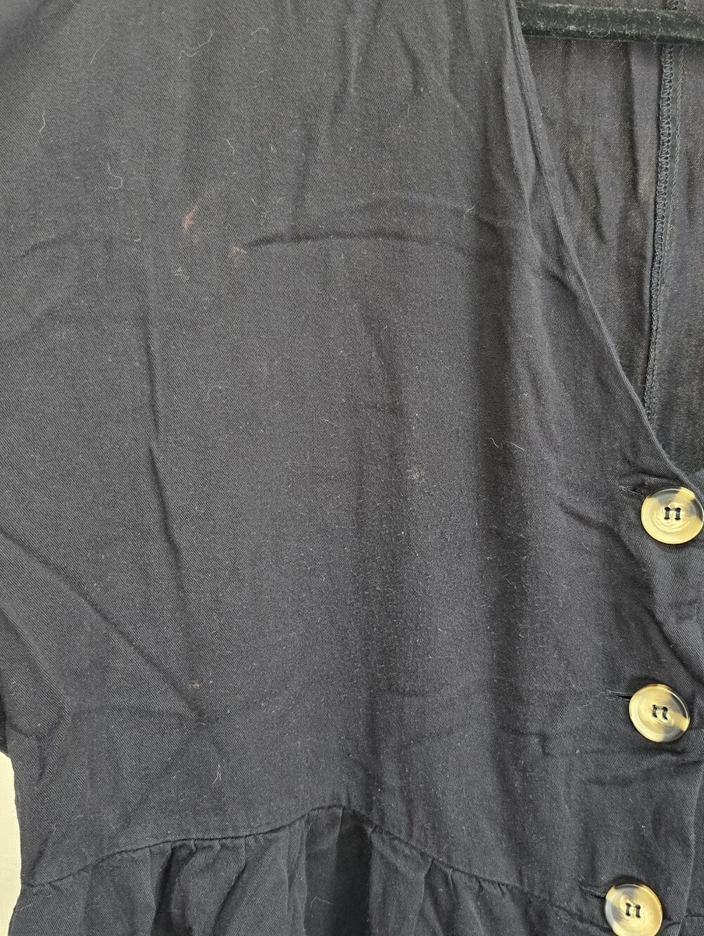 ASOS DESIGN Black Button Front Babydoll Tunic Top Short Sleeve - Picture 5 of 6